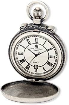 【中古】【インポート品・未当て嵌める】Charles-Hubert%ｶﾝﾏ% Paris 3863-S Classic Collection Antiqued Finish Hunter Case Quartz Pocket Watch