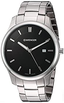 【中古】【インポート品・未当て嵌める】Wenger メンズウオッチ シティ・古典派音楽つづき物 アナログ見せびらかす スイス連邦製水晶 Black Dial%ｶﾝﾏ% Stainless Bracelet 腕時計-その他