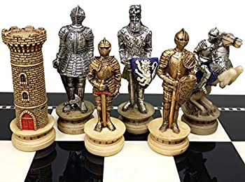 【中古】【輸入品・未使用】Medieval Times Crusades Gold and Silver Armored Warrior Knight Chess Men Set - NO BOARD｜スカイマーケットプラス
