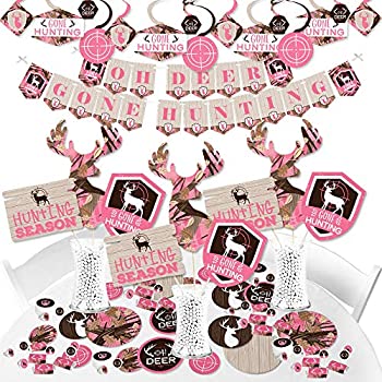 【中古】【輸入品・未使用】Big Dot of Happiness Pink Gone Hunting - 鹿狩り 女の子 カモフラージュ ベビーシャワー 誕生日パーティー用品 - バナーデコレーションキット