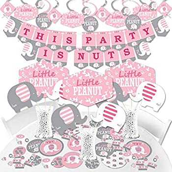 【中古】【輸入品・未使用】Big Dot of Happiness ピンクエレファント - 女の子のベビーシャワーや誕生日パーティー用品 - バナーデコレーションキット - バンドルバンドル