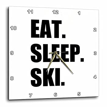 【中古】【インポート品・未当て嵌める】3dRose DPP_180441_3 Eat Sleep Ski Enthusiast Passionate Skier Sport 黒いこと教科書飾りつけ時辰儀 15 x 15in