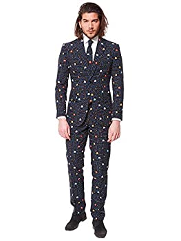【中古】【輸入品・未使用】(M/L (EU 52)) - OppoSuits Men Pac-Man Party Suit - Video Game Fancy Dress EU 52 Black/Blue/Yellow