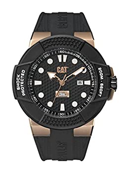 【中古】【輸入品・未使用】Cat Shockmasterメンズ腕時計ブラック&ローズゴールドダイヤルブラックシリコンストラップsf19121119
