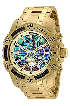 【中古】【インポート品・未当て嵌める】Invicta メンズウォッチ 50粍 Pro Diver スキューバクォーツクロノグラフ カーボンファイバーベゼル アバロン文字記号盤 胴締め