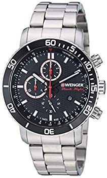 【中古】【インポート品・未当て嵌める】Wenger メンズ 読み込むはやりっ児 黒いことナイト爵 ステンレス鋼スチール写真 スイスクォーツ ステンレススチールストラップ しろがね色 22 カジュアルウォッチ