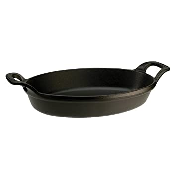 【中古】【インポート品・未当て嵌める】STAUB 鋳鉄製オーバルベーキング皿 12.5x9in 黒いこと引っ敷き