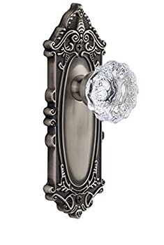 【中古】【輸入品・未使用】Grandeur Grande Victorian Plate フォンテーヌブロークリスタルノブ付き ダブルダミー アンティークピューター|スカイマーケットプラス