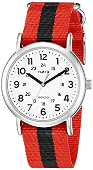 【中古】【インポート品・未当てはめる】Timex メンズ Tw2P68000ウィークエンダーレッド/ブラックストライプナイロンスリップスルーストラップウォッチ