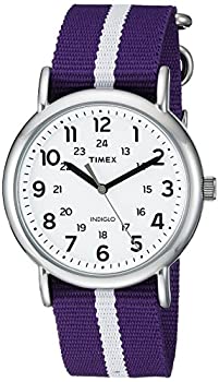 【中古】【インポート品・未当て嵌める】Timex Unisex TW2P68400 Weekender Purple/White Stripe Nylon Slip-Thru Strap Watch