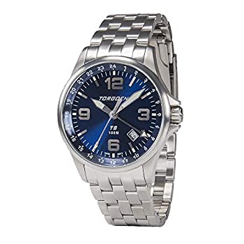 【中古】【インポート品・未当て嵌める】Torgoen T9 青色 GMT パイロットウォッチ | 42粍 - メタルストラップ