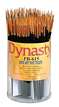 【中古】【輸入品・未使用】Dynasty PB-615 Eye of the Tiger Round Synthetic Hair Acrylic Handle Paint Brush Set%ｶﾝﾏ% Assorted Size%ｶﾝﾏ% Black%ｶﾝﾏ% Set of 150 by Dy
