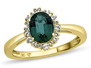 【中古】【インポート品・未当てはめる】10?KT楕円面仕立て上げるエメラルドホワイトトパーズアクセントストーンHalo輪っか