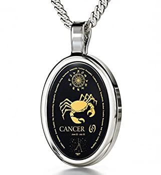 【中古】【輸入品・未使用】星座ペンダント 蟹座 ネックレス オニキスストーンに24k ゴールドの刻印 18インチ - NanoStyle Jewelry