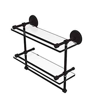 【中古】【輸入品・未使用】(Oil Rubbed Bronze) - 41cm Gallery Double Glass Shelf with Towel Bar｜スカイマーケットプラス