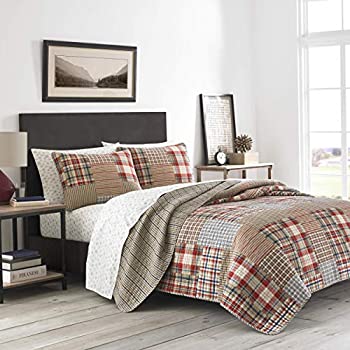 【中古】【インポート品・未当て嵌める】Eddie Bauer | Hawthorne Collection | 100%綿織物 リヴァーシブル 軽さ キルトベッドスプレッド \u0026 タイ王国 3点寝具書き割り プレウォッシュ工業 快