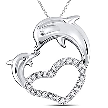【中古】【輸入品・未使用】Dazzlingrock Collection (ダズリングロックコレクション) 14カラット ホワイトゴールド レディース ラウンドダイヤモンド ダブルドルフィン ハ