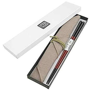 【中古】【インポート品・未当て嵌める】Japanese漆ペンキ塗り生まれながら木製箸、箸ホルダーギフトボックスで黒いことと赤いこと