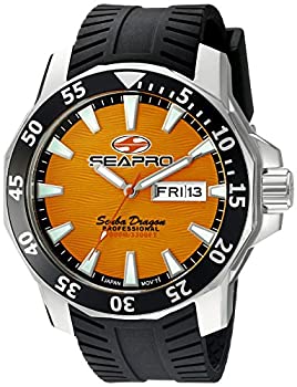 【中古】【インポート品・未当て嵌める】Seapro メンズ Sp8314アナログ見せびらかすクォーツブラックウォッチ オレンジ色