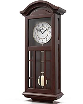【中古】【輸入品・未使用】Pendulum 壁時計 電池式 - クォーツ 木製振り子時計 - サイレント、大きなダーク木製デザイン、装飾壁時計振り子 リビングルーム オフィス キッ