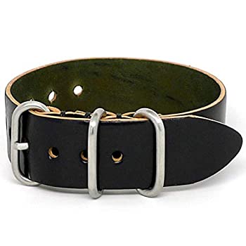 【中古】【インポート品・未当て嵌める】DaLuca Shell Cordovan 1?Pieceウォッチストラップ???黒いこと(つや消しバックル) : 18?粍