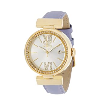 【中古】【インポート品・未当て嵌める】Invicta Women\u0027s 36粍 Purple Leather Stainless Steel Case Quartz Date Watch 15543