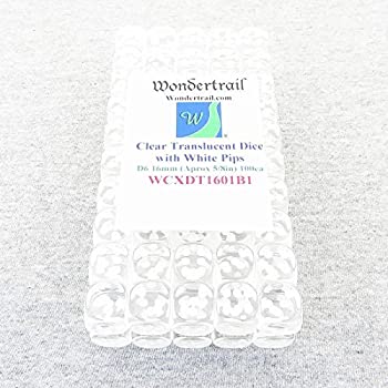 【中古】【輸入品・未使用】Clear Translucent Dice with White Pips D6 16mm (5/8in) Pack Of 100 Wondertrail