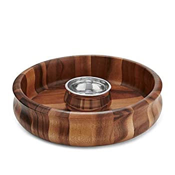 【中古】【インポート品・未当て嵌める】Nambe - Nara Collection - 曲線状の形手当て\u0026ディップボウル 13in x 3.5in - インナーミニナムベアロイディップボウル - 大きさ13in x 3.5