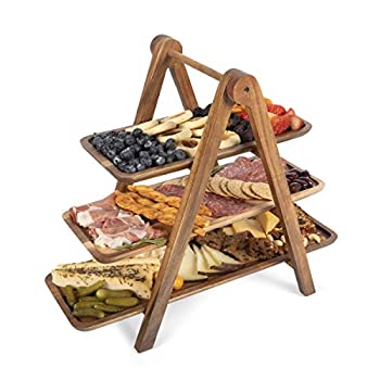 【中古】【インポート品・未当て嵌める】TOSCANA ピクニックタイムブランド 3段サービングラダー シャルキュトリボード 14-3/4in