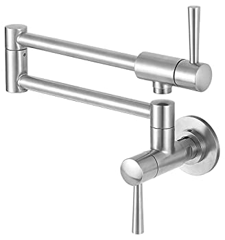 【中古】【輸入品・未使用】MSTJRY Pot Filler Faucet Wall Mount Commercial Kitchen Faucets Stainless Steel Stretchable Double Joint Swing Arm Single Hole Two Handl|スカイマーケットプラス
