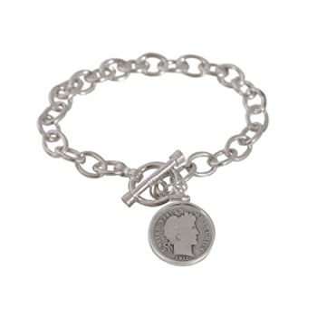 【中古】【輸入品・未使用】American Coin Treasures スターリングシルバー トグル ブレスレット シルバーバーバーダイム付き｜スカイマーケットプラス