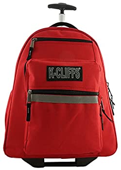 【中古】【輸入品・未使用】ローリングバックパック スクールバックパック 車輪付き デラックス トロリーブックバッグ 複数のポケット レッド LM221n-Red