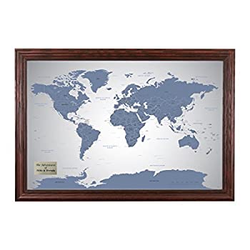 【中古】【輸入品・未使用】ブルーIce Worldプッシュピン旅行マップwithフレームとピン24?x 36 24 x 36 Inch PPTM_BlueS_W_SCH_PERS