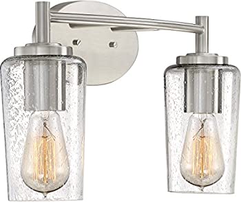 【中古】【輸入品・未使用】Quoizel eds8602?Edison 2ライト16?%ﾀﾞﾌﾞﾙｸｫｰﾃ% Wide浴室洗面化粧台ライトwithクリアSeedy G、 EDS8602BN
