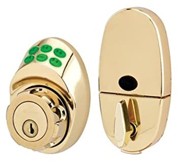 【中古】【インポート品・未当て嵌める】Master Lock DSKP0603PD Keyless Electronic Keypad Deadbolt with Light Up Keypad and Kwikset Keyway%ｶﾝﾏ% Polished Brass Master Lock [並行