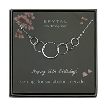 【中古】【輸入品・未使用】EFYTAL 60歳の誕生日ギフト スターリングシルバー6サークルネックレス レディース 60年ジュエリー 14,055円