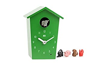 【中古】【輸入品・未使用】KOOKOO(クークー)アニマルハウス 緑色 農場での5匹の動物の鳴き声が楽しめる素晴らしい小さな鳩時計 自然の中で録音 モダンでしゃれたデザイン|スカイマーケットプラス