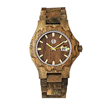 【中古】【インポート品・未当て嵌める】Earth Wood Gila Bracelet Watch w/Magnified Date - Olive