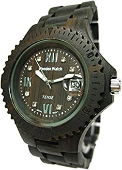 【中古】【インポート品・未当て嵌める】Tense ブラックサンダルウッドスポーツ低揺りうごかす性木製ウオッチ
