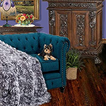 【中古】【インポート品・未当て嵌める】毛革声遣いPlush Faux毛革Throw Blanket薄墨色Spotted Lynx 5?\u0027 X 6?\u0027