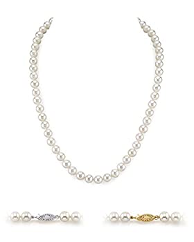 お買得 The Pearl Source レディーズ 淡水養殖真珠のネックレス 白金