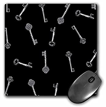 【中古】【インポート品・未当て嵌める】3droseブラックキーパターン???白いこと小間絵のold-fashionedアンティークスケルトンキー???ダークゴシックビクトリア朝???二十日鼠パッド
