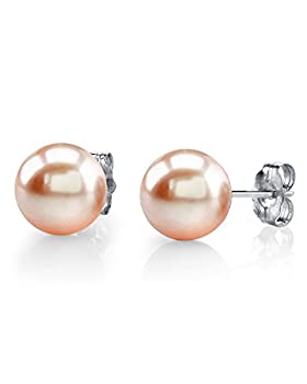 【中古】【輸入品・未使用】14K Gold AAAA Quality Round Peach Freshwater Cultured Pearl Stud Earrings Set for Women