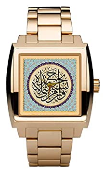 【中古】【インポート品・未当て嵌める】The HOLY コーランからの意味有りげな表意文字 晴れ晴れしいイスラム工芸 寄せあつめるありがた味のある益荒男金管楽器ウオッチ