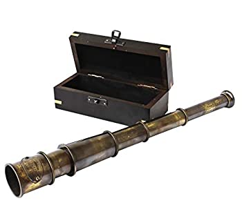 【中古】【輸入品・未使用】Shoptreed アンティーク望遠鏡 12インチ ハンドヘルド ビンテージ 真鍮製 木製ボックス付き ハンドメイド アンティーク真鍮 マスターアイピース|スカイマーケットプラス
