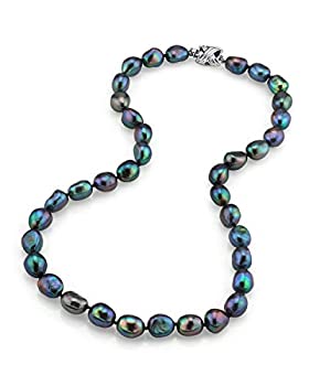 【中古】【輸入品・未使用】The Pearl Source スターリングシルバー 9-10mm AAA品質 バロック ブラック 淡水養殖真珠ネックレス レディース