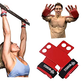 【中古】【インポート品・未当て嵌める】Bear Grips 2穴チタン手持ち部分 優れたクロスフィットネスグリップ カーボンファイバーグリップより60%薄く\u002610倍豪然たる 釣り下がる手持ち部分 WOD 加重値
