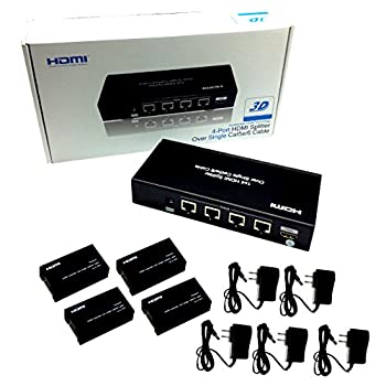 【中古】【インポート品・未当て嵌める】1?x 4?HDMI Splitter \u0026 Extender Over Single cat5e / 6???Completeソリューションキット