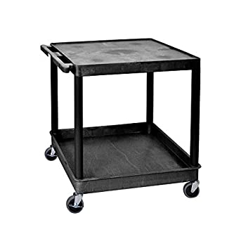 【中古】【輸入品・未使用】OffexブラックモバイルLargeフラットトップ、バスタブ2シェルフプラスチックストレージユーティリティカートプッシュハンドルと4キャスター( of-