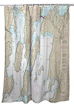 【中古】【輸入品・未使用】Betsy Drake North Hero Island VT 航海地図シャワーカーテン｜スカイマーケットプラス